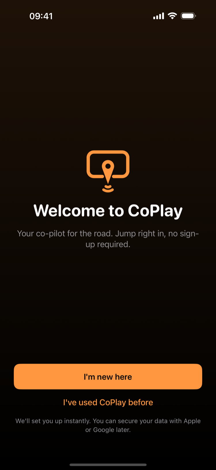 The welcome screen: jump right in, no sign-up required